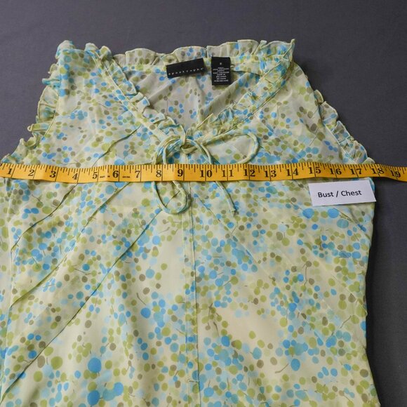 Apostrophe Womens Top 6 Green Retro Sheer Romantic Flowy Sheer Coquette Y2K - Picture 7 of 11